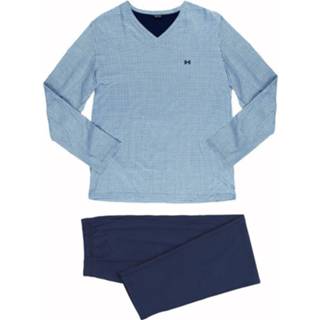 👉 Katoen m male blauw print adult HOM Long Sleepwear - Juan 9009984211595