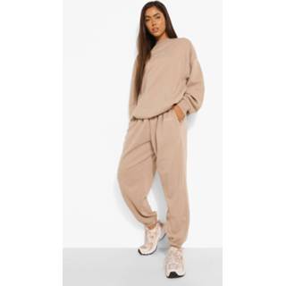 👉 Oversized Geborduurde Woman Joggingbroek, Taupe