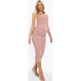 👉 Midi jurk Zwangerschap Geplooide Met Eén Blote Schouder