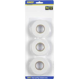 👉 Plakband One Size wit Set van 4x stuks dubbelzijdig tape 3 rollen - Knutsel && hobby materiaal benodigdheden 8720147773613