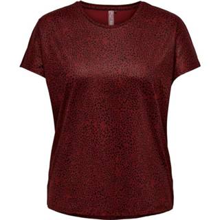 👉 Sport t shirt Sun-Dried Tomato vrouwen rood ONLY Curvy Print T-shirt Dames 5715107821384