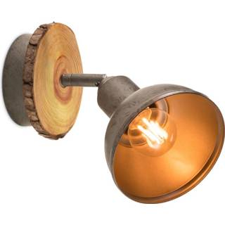 👉 Opbouwspot burned metal hout metaal rond landelijk binnen opbouw Light depot - LED Denver 1L Outlet 8718808378451