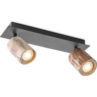 👉 Opbouwspot zwart metaal rechthoek landelijk binnen opbouw Sand Black Wood 2l led 8718808323819