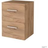 👉 Badmeubelset bruin BWS Salt 50x46cm Met Grepen 2 Lades Afdekplaat Whisky Oak 8719304932017