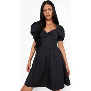 👉 Tall Mini Skater Jurk Met Korset Detail, Black