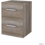 Badmeubelset bruin BWS Salt 50x46cm Met Grepen 2 Lades Afdekplaat Scotch Oak 8719304932024