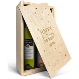 👉 Wijnpakket in gegraveerde kist - Maison de la Surprise Syrah en Sauvignon Blanc 4251217139779