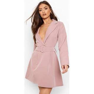 👉 Blazer Jurk Met Ceintuur En Wijde Mouwen, Mauve