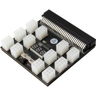 👉 Graphic card donkergroen 6Pin Graphics Power Supply Board 64Pin to Adapter with 12PCS Connector LED Voltage Display Green