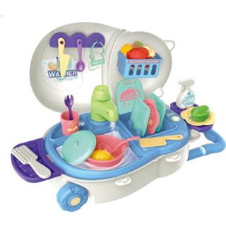 👉 Trolley grijs blauw kunststof One Size Luna vaatwasserset junior grijs/blauw 26-delig 5205698496226