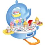 👉 Trolley blauw oranje kunststof One Size Luna nagerechten junior blauw/oranje 27-delig 5205698496233