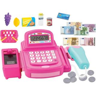 👉 Weegschaal roze kunststof One Size Luna speelgoedkassa met 41 x 18 cm 21-delig 5205698495748