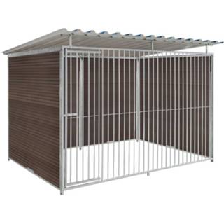 👉 Hondenkennel composiet WPC houtlook 3 X 1,5m compleet met dak