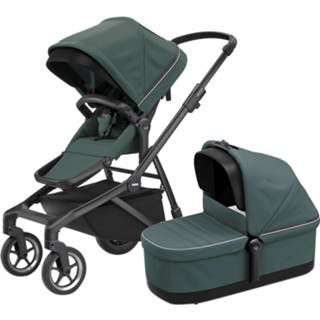 👉 Kinderwagen donkergroen zwart kinderen Thule Sleek 2-in-1 Mallard Green On Black