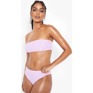 👉 Hoog Uitgesneden Badstoffen Bikini Broekje Met Reliëf, Lilac
