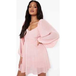👉 Skater jurk rose Petite Geweven Met Pofmouwen,