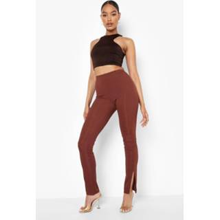 Skinny broek chocoladebruin Met Split, Chocolate