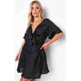 👉 Plus Satijnen Skater Jurk Met Strik, Black