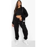 👉 3-Delige Crop Top Met Rits En Trainingspak, Black