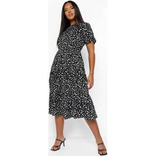 👉 Plus Midi Jurk Met Laagjes En Vegen, Black