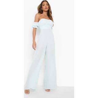 👉 Wide Leg Jumpsuit Met Open Schouders, Light Blue