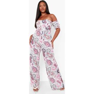 👉 Paisley Wide Leg Jumpsuit Met Open Schouders, White