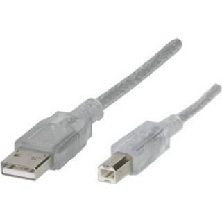 Renkforce USB 2.0 Aansluitkabel [1x USB-A 2.0 stekker - 1x USB-B 2.0 stekker] 5.00 m Transparant