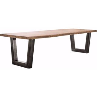 👉 Eettafel acaciahout Livin24 Industriële Eetkamertafel Andy 300 X 100 Cm U-frame 8719956402159