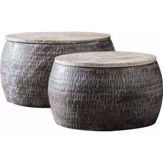 👉 Design salontafel active bruin hout Meer Utah (set van 2) 7422232659635