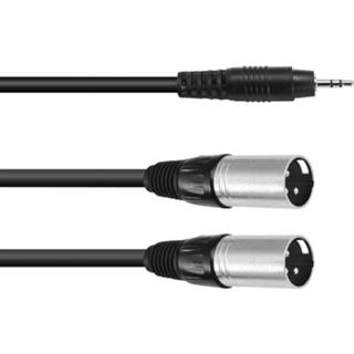 👉 Omnitronic 30225158 XLR Adapterkabel [1x Jackplug male 3.5 mm - 2x XLR-stekker 3-polig] 1.50 m Zwart