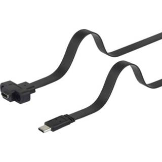 👉 Renkforce USB-kabel USB 3.2 Gen1 (USB 3.0 / USB 3.1 Gen1) USB-C stekker, USB-C bus 25.00 cm Zwart Schroefbaar, Zeer flexibel