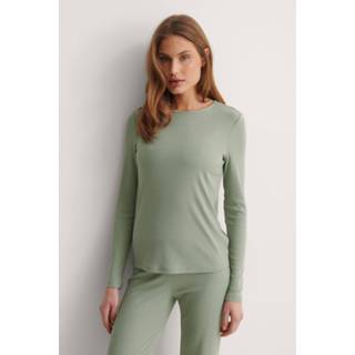 👉 Damesshirt recycled vrouwen groen Na-KD dames shirt loungewear - soft ribbed top 7325943859878