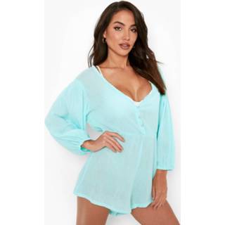 👉 Romper Met Pofmouwen, Light Blue