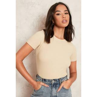 One Piece Met Crewneck En Korte Mouwen, Sand