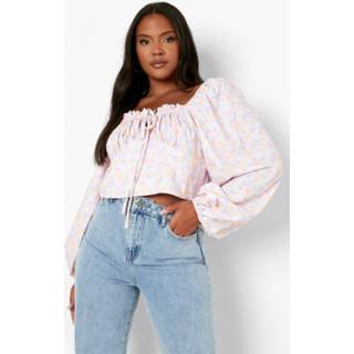 👉 Blous Plus Bloemen Blouse Met Pofmouwen