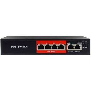 👉 Netwerk-switch zwart rood Jovision JVS-S06-4P-65W Fast Ethernet (10/100) Power over (PoE) Zwart, 6938449001040