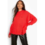 👉 Grof Gebreide Trui Met Geplooide Zoom, Cherry