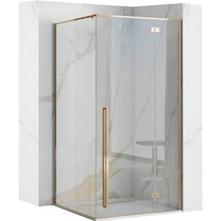 👉 Douchecabine goud glans REA Fargo Gold met Draaideur 80 x 100 195 cm. - 6 mm 5902557366217