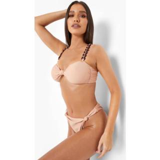 👉 Geknoopte Bikini Top Met Bandjes En Ketting Detail, Mocha