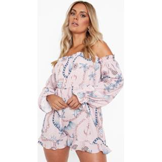 👉 Plus Nautische Romper Met Uitgesneden Hals, Blush