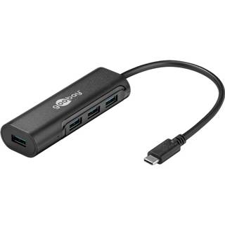 👉 Zwart CE USB-C USB 3.2 GEN 1 (USB 3.0) naar USB-A adapter - 4 poorts quick-charger 5Gbit/s