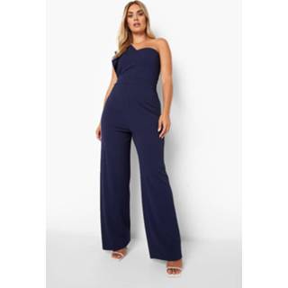 👉 Plus Getailleerde Jumpsuit Met Eén Blote Schouder, Navy