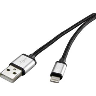 👉 Renkforce USB 2.0 Aansluitkabel [1x USB-A 2.0 stekker - 1x Apple dock-stekker Lightning] 1.50 m Donkergrijs Gesleeved