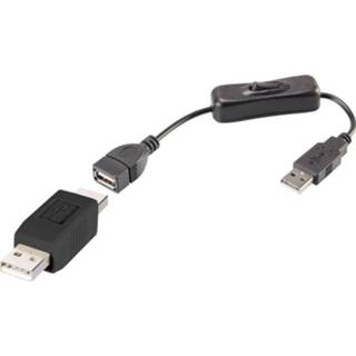 👉 Zwart Renkforce USB 2.0 Aansluitkabel [1x USB-A stekker - 1x USB-B stekker] 25.00 cm Incl. aan/uitschakelaar, Vergulde steekcontacten 2050005392974