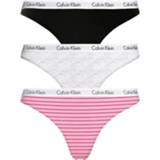 👉 Roze zwart elastaan vrouwen print Calvin Klein 3-pack dames strings - roze/stripes/zwart