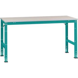 Aanschuiftafel melamine waterblauw mannen Manuflex AU6121.5021 Werk universele standaard met schijf, bxdxh = 2000 x 1000 760-870 mm 4045916077599