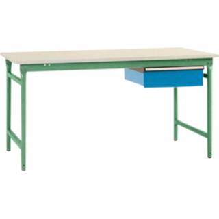 👉 Bijzet tafel melamine reseda groen mannen Manuflex BB5241.6011 Compleet bijzettafel basis stationair met schijf + enkele lade, bxdxh: 1250 x 800 780 mm (RAL 9010) 4045916193671