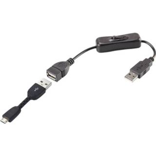 👉 Zwart Renkforce USB 2.0 Aansluitkabel [1x USB-A stekker - 1x Micro-USB B stekker] 25.00 cm Incl. aan/uitschakelaar, Vergulde steekcontacten 2050005393056