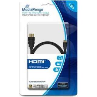 👉 HDMI kabel zwart MediaRange MRCS165 1,5 m Type A (Standaard) C (Mini) 4260459612957