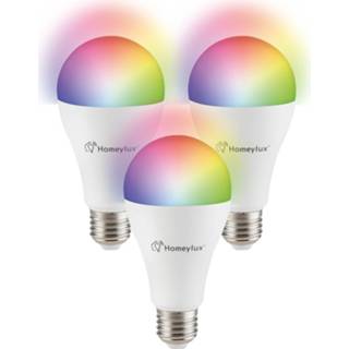 👉 Kunststof a+ RGBWW Set van 3 E27 SMART LED Lampen Wifi & Bluetooth 14 Watt 1400lm Dimbaar via App 8720365426698